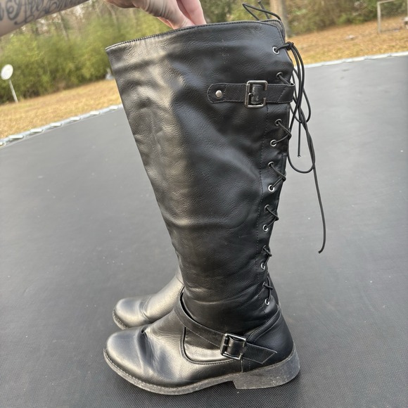 Wanted Women's Black Size 9 Boots With Zipper Lace Up Buckle Accents LadyLuck - Picture 4 of 11